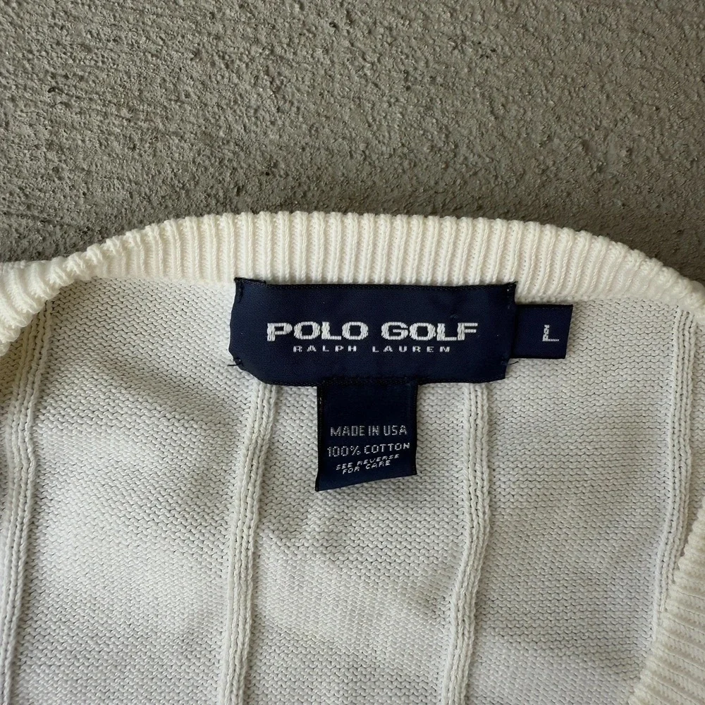 Polo Sport Ralph Lauren Sweater Men's L White 100%‎ Cotton USA vintage